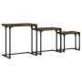 Stapelbare Couchtische, 3-teilig, aus Holzwerkstoff, geräucherte Eiche von , Couchtisch - Ref: Foro24-837819, Preis: 42,98 €,...