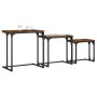 Stapelbare Couchtische, 3-teilig, aus Holzwerkstoff, geräucherte Eiche von , Couchtisch - Ref: Foro24-837819, Preis: 42,98 €,...