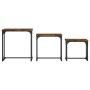 Stapelbare Couchtische, 3-teilig, aus Holzwerkstoff, geräucherte Eiche von , Couchtisch - Ref: Foro24-837819, Preis: 42,98 €,...