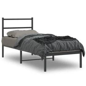 Bed frame with black metal headboard 80x200 cm by , Beds and slatted bases - Ref: Foro24-355356, Price: 64,36 €, Discount: %