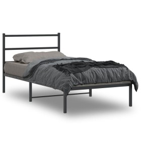 Estructura de cama con cabecero metal negro 107x203 cm