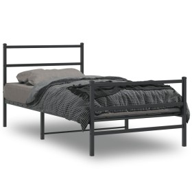 Estructura de cama con cabecero y estribo metal negro 100x190cm