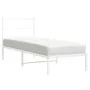 Estructura de cama de metal con cabecero blanco 75x190 cm de , Camas y somieres - Ref: Foro24-355404, Precio: 55,60 €, Descue...