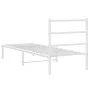 Estructura de cama de metal con cabecero blanco 75x190 cm de , Camas y somieres - Ref: Foro24-355404, Precio: 55,60 €, Descue...