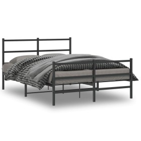 Estructura de cama con cabecero y estribo metal negro 135x190cm