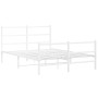Bettgestell aus Metall mit Kopfteil und weißem Fußteil 135x190 cm von , Betten und Lattenroste - Ref: Foro24-355431, Preis: 8...