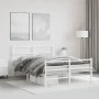 Metal bed frame with headboard and white footboard 135x190 cm by , Beds and slatted bases - Ref: Foro24-355431, Price: 86,27 ...
