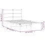 Estructura de cama de metal con cabecero blanca 120x200 cm de , Camas y somieres - Ref: Foro24-355412, Precio: 80,84 €, Descu...