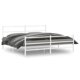 Estructura cama metal con cabecero y estribo blanco 193x203 cm de , Camas y somieres - Ref: Foro24-355438, Precio: 117,36 €, ...