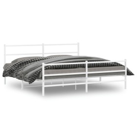 Metal bed frame with headboard and white footboard 193x203 cm by , Beds and slatted bases - Ref: Foro24-355438, Price: 119,16...