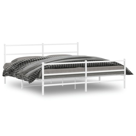 Metallbettgestell mit Kopfteil und weißem Fußteil 193x203 cm von , Betten und Lattenroste - Ref: Foro24-355438, Preis: 119,16...