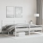 Estructura cama metal con cabecero y estribo blanco 193x203 cm de , Camas y somieres - Ref: Foro24-355438, Precio: 119,06 €, ...