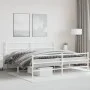 Metallbettgestell mit Kopfteil und weißem Fußteil 193x203 cm von , Betten und Lattenroste - Ref: Foro24-355438, Preis: 117,36...