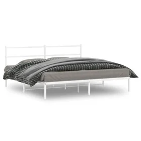 Metal bed frame with white headboard 183x213 cm by , Beds and slatted bases - Ref: Foro24-355419, Price: 87,59 €, Discount: %