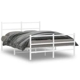 Metal bed frame with headboard and white footboard 140x200 cm by , Beds and slatted bases - Ref: Foro24-355433, Price: 91,13 ...