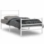 Bettgestell aus Metall mit Kopfteil und weißem Fußteil 100x200 cm von , Betten und Lattenroste - Ref: Foro24-355427, Preis: 6...