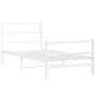 Metal bed frame with headboard and white footboard 100x200 cm by , Beds and slatted bases - Ref: Foro24-355427, Price: 69,42 ...