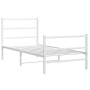 Bettgestell aus Metall mit Kopfteil und weißem Fußteil 90x200 cm von , Betten und Lattenroste - Ref: Foro24-355425, Preis: 71...