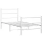 Metal bed frame with headboard and white footboard 90x200 cm by , Beds and slatted bases - Ref: Foro24-355425, Price: 70,29 €...
