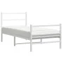 Metal bed frame with headboard and white footboard 90x200 cm by , Beds and slatted bases - Ref: Foro24-355425, Price: 70,29 €...