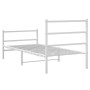Metal bed frame with headboard and white footboard 90x200 cm by , Beds and slatted bases - Ref: Foro24-355425, Price: 71,38 €...