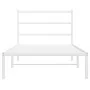 Estructura de cama de metal con cabecero blanco 107x203 cm de , Camas y somieres - Ref: Foro24-355410, Precio: 65,91 €, Descu...