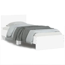 White engineered wood bed with headboard 90x190 cm by , Beds and slatted bases - Ref: Foro24-838652, Price: 123,78 €, Discoun...