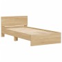 Cama con cabecero madera de ingeniería roble Sonoma 100x200 cm de , Camas y somieres - Ref: Foro24-838619, Precio: 197,46 €, ...