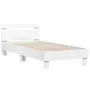 Bed frame with headboard and white LED lights 90x190 cm by , Beds and slatted bases - Ref: Foro24-838743, Price: 94,53 €, Dis...