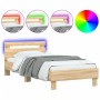 Bed frame headboard LED lights Sonoma oak 90x200 cm by , Beds and slatted bases - Ref: Foro24-838717, Price: 109,92 €, Discou...