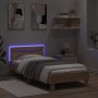 Bed frame headboard LED lights Sonoma oak 90x200 cm by , Beds and slatted bases - Ref: Foro24-838717, Price: 109,92 €, Discou...