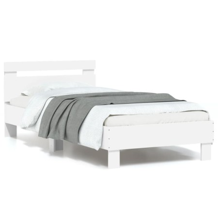 Bettgestell mit Kopfteil und weißen LED-Leuchten 90x200 cm von , Betten und Lattenroste - Ref: Foro24-838715, Preis: 113,46 €...