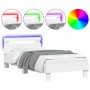Bed frame with headboard and white LED lights 90x200 cm by , Beds and slatted bases - Ref: Foro24-838715, Price: 113,58 €, Di...