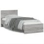 Bed frame headboard LED lights Sonoma gray 90x200 cm by , Beds and slatted bases - Ref: Foro24-838811, Price: 116,78 €, Disco...