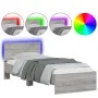 Bed frame headboard LED lights Sonoma gray 90x200 cm by , Beds and slatted bases - Ref: Foro24-838811, Price: 116,78 €, Disco...