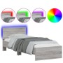 Estructura de cama cabecero luces LED gris Sonoma 90x200 cm de , Camas y somieres - Ref: Foro24-838811, Precio: 118,88 €, Des...