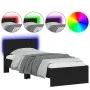 Bed frame with headboard and LED lights black 90x200 cm by , Beds and slatted bases - Ref: Foro24-838807, Price: 116,78 €, Di...