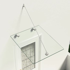Marquesina de puerta vidrio VSG y acero inoxidable 90x75 cm