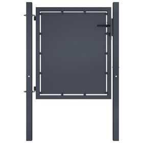 Puerta de valla para jardín acero gris antracita 100x75 cm