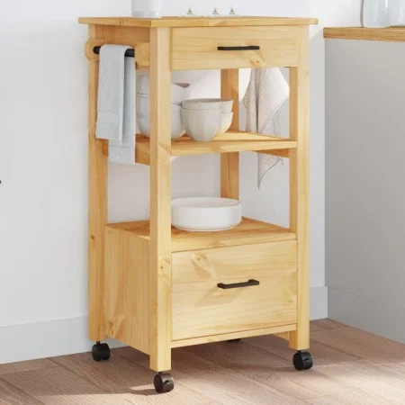 MONZA Küchenwagen aus massivem Kiefernholz 48x40x90 cm von , Küchen- und Speisewagen - Ref: Foro24-376085, Preis: 117,59 €, R...