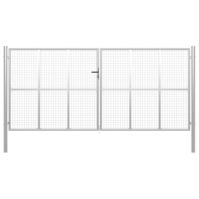 Galvanized silver steel garden gate 415x225 cm by vidaXL, garden gates - Ref: Foro24-144302, Price: 705,90 €, Discount: %