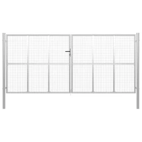 Puerta de jardín de acero galvanizado plateado 415x225 cm de vidaXL, Puertas de jardín - Ref: Foro24-144302, Precio: 696,71 €...