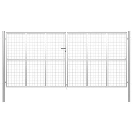 Puerta de jardín de acero galvanizado plateado 415x225 cm de vidaXL, Puertas de jardín - Ref: Foro24-144302, Precio: 705,90 €...