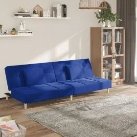 2-seater sofa bed with two blue fabric pillows by , Sofas - Ref: Foro24-375796, Price: 242,05 €, Discount: %