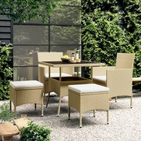 5-piece synthetic rattan beige garden dining set by , Garden sets - Ref: Foro24-3058330, Price: 319,28 €, Discount: %