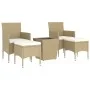 Garden dining set, 5 pieces, synthetic rattan, tempered glass, beige. by , Garden sets - Ref: Foro24-3058370, Price: 234,14 €...