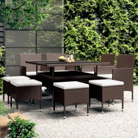 Garden dining set 9 pieces brown synthetic rattan by , Garden sets - Ref: Foro24-3058351, Price: 525,67 €, Discount: %