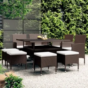 Garden dining set 9 pieces brown synthetic rattan by , Garden sets - Ref: Foro24-3058351, Price: 517,59 €, Discount: %
