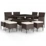 Juego de comedor de jardín 9 piezas ratán sintético marrón de , Conjuntos de jardín - Ref: Foro24-3058351, Precio: 517,55 €, ...