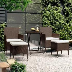 5-piece garden bistro set made of brown PE rattan with tempered glass. by , Garden sets - Ref: Foro24-3058391, Price: 251,09 ...